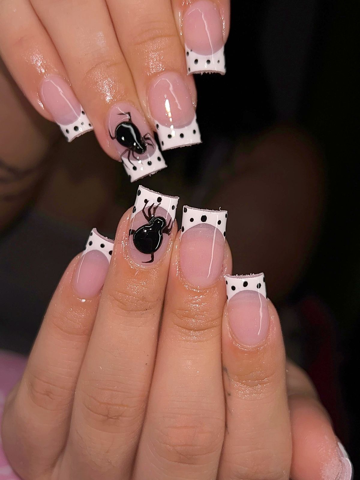 Polka dot French set with black spider accents